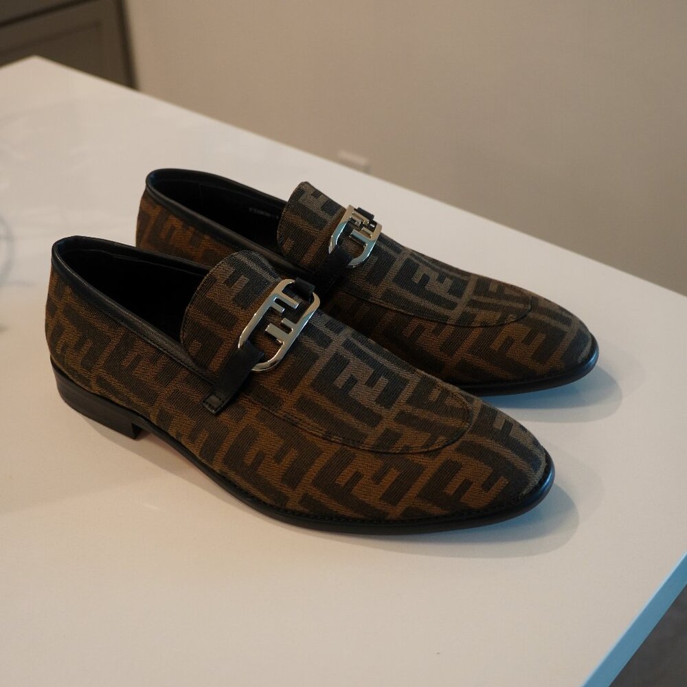 Fendi - O'Lock FF Jacquard Loafer (Brown) US Size: 13